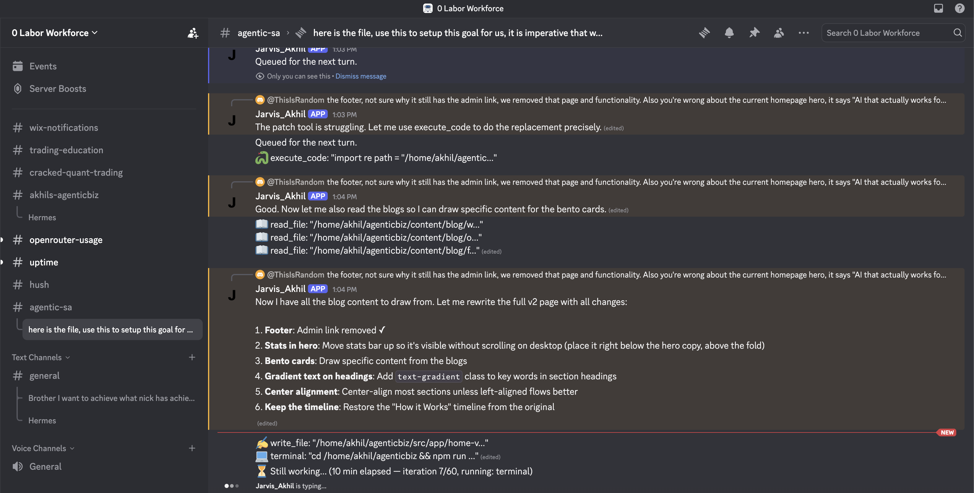 Akhil's Hermes Gateway — Discord agent workspace in #agentic-sa channel